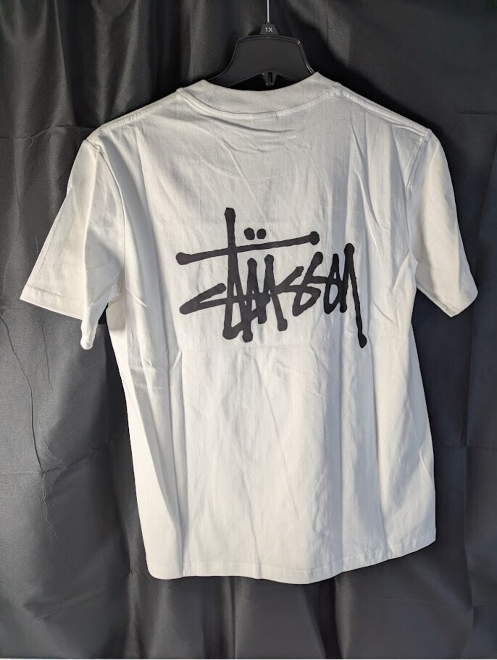 Stussy Basic Logo T-Shirt White Black Big Stock Graphic Tee Streetwear Size M